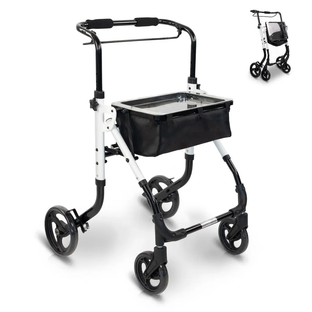 Cadre de Marche d'Intérieur Olimpo Réglable avec Plateau et Panier Noir