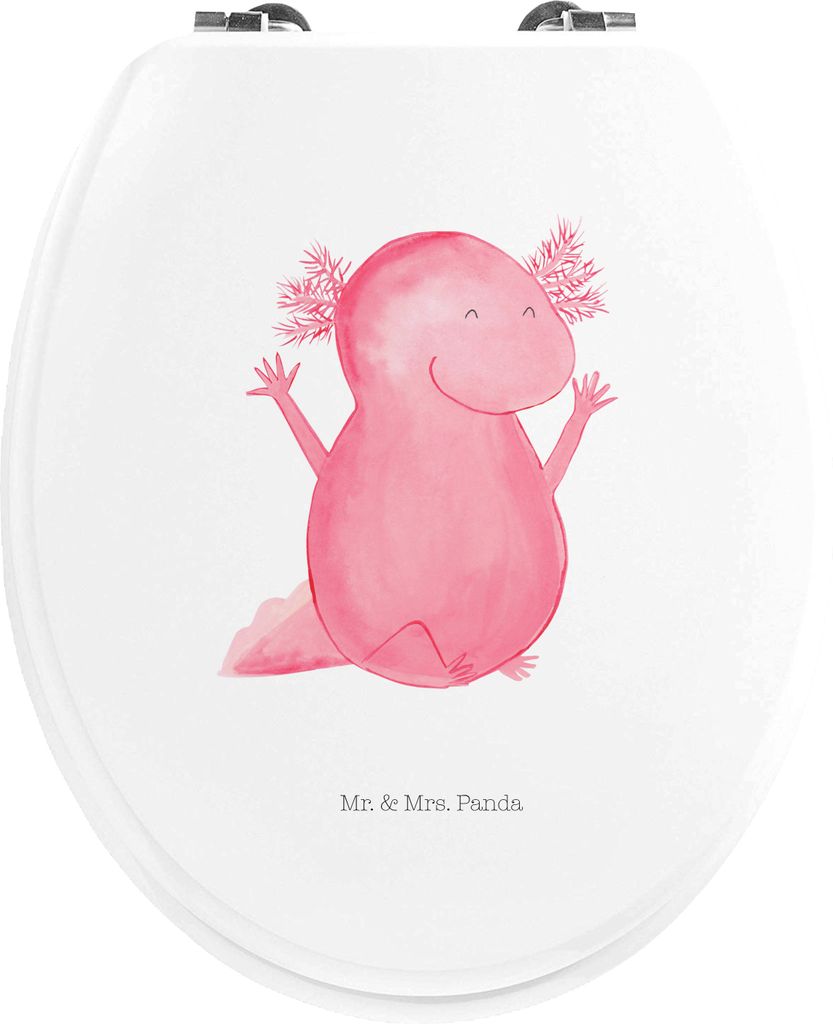 Mr. & Mrs. Panda klo deckel Axolotl Hurra - Weiß - Geschenk, Zufriedenheit, Klo-Deckel, Freude, Lurch, Toilettendeckel, bambus wc sitz, WC-Sitz, B...