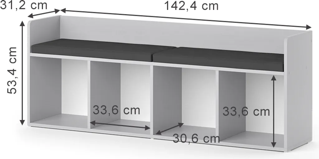 Bibliothèque enfant à 4 compartiments Vicco Luigi Gris clair 142cm