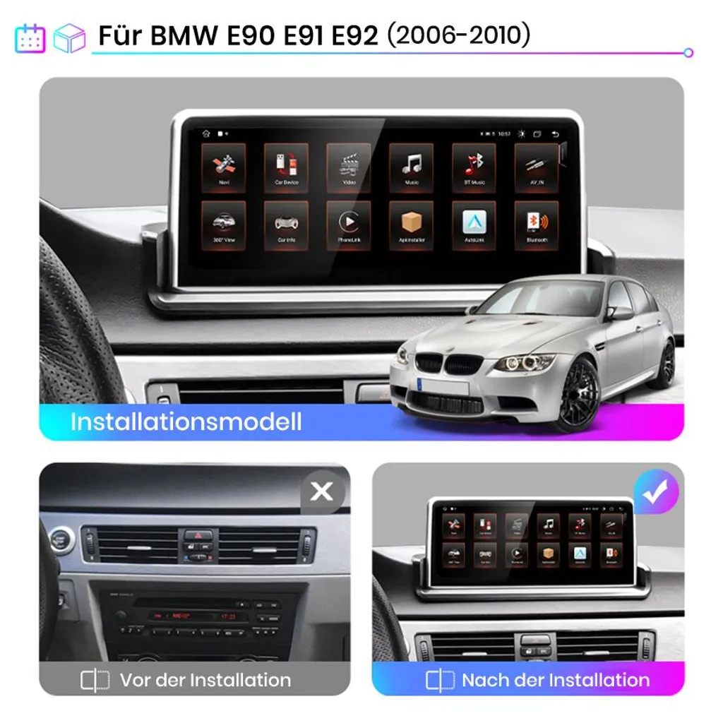 Système de Navigation Android BMW Série 3 E90 E91 E92 10,25 Pouces Junsun - 2