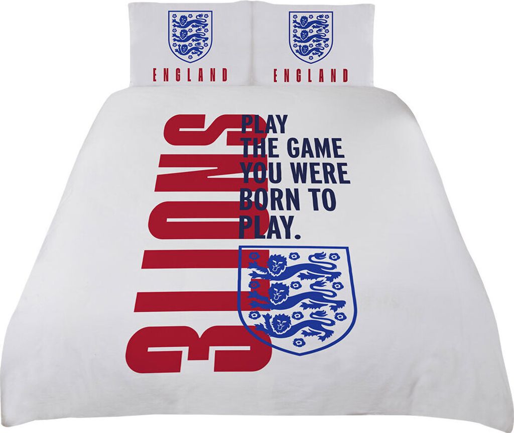 England FA - Bettwäsche-Set "3 Lions" Set TA9983 (Einzelbett) (Weiß/Rot/Blau)