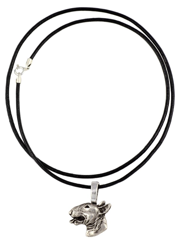 Bull Terrier, Bullterrier II - Hundehalsband, versilberter Anhänger für den Hundeliebhaber, dezenter Schmuck von Art-Dog