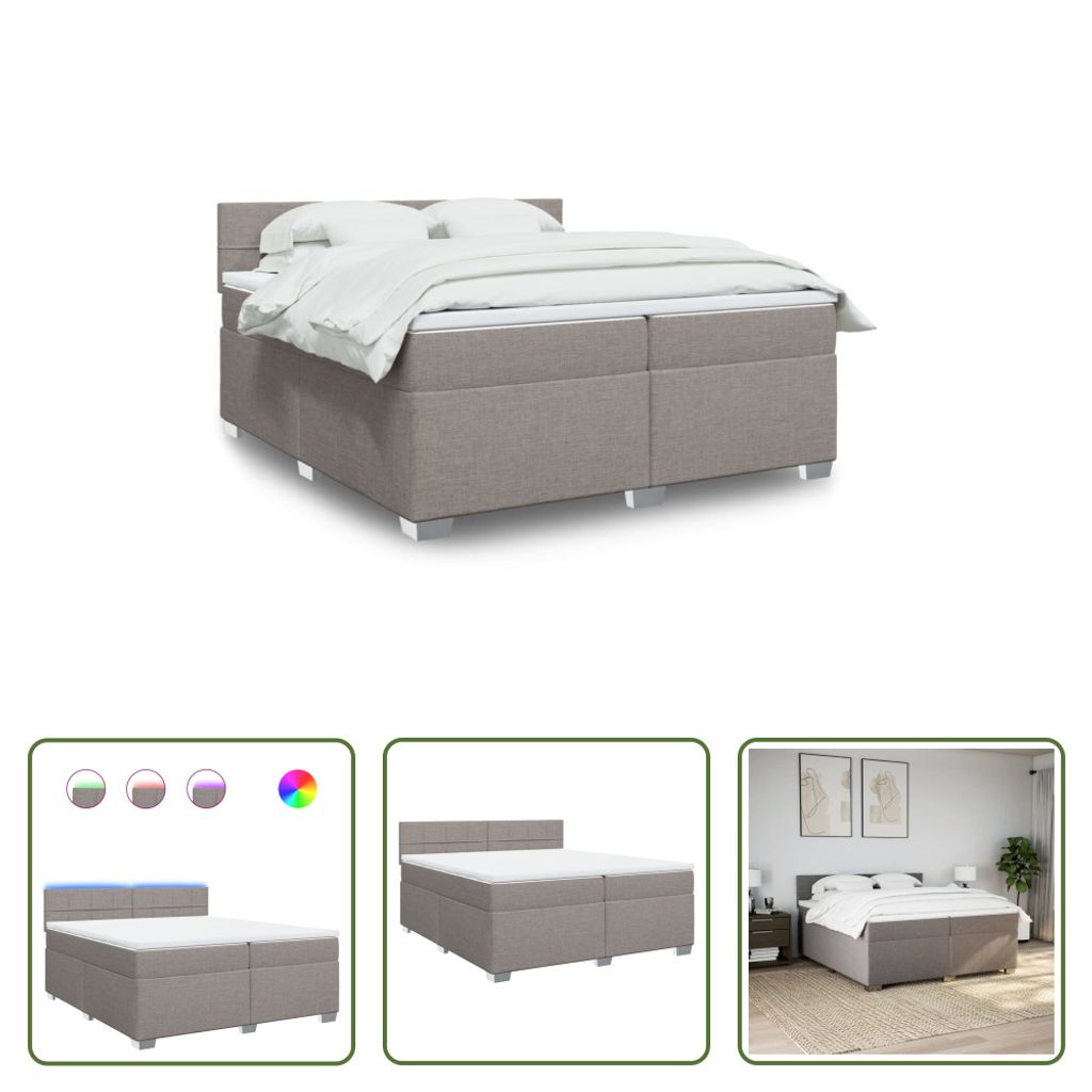 The Living Store Boxspringbett mit Matratze Taupe 200x200 cm Stoff
