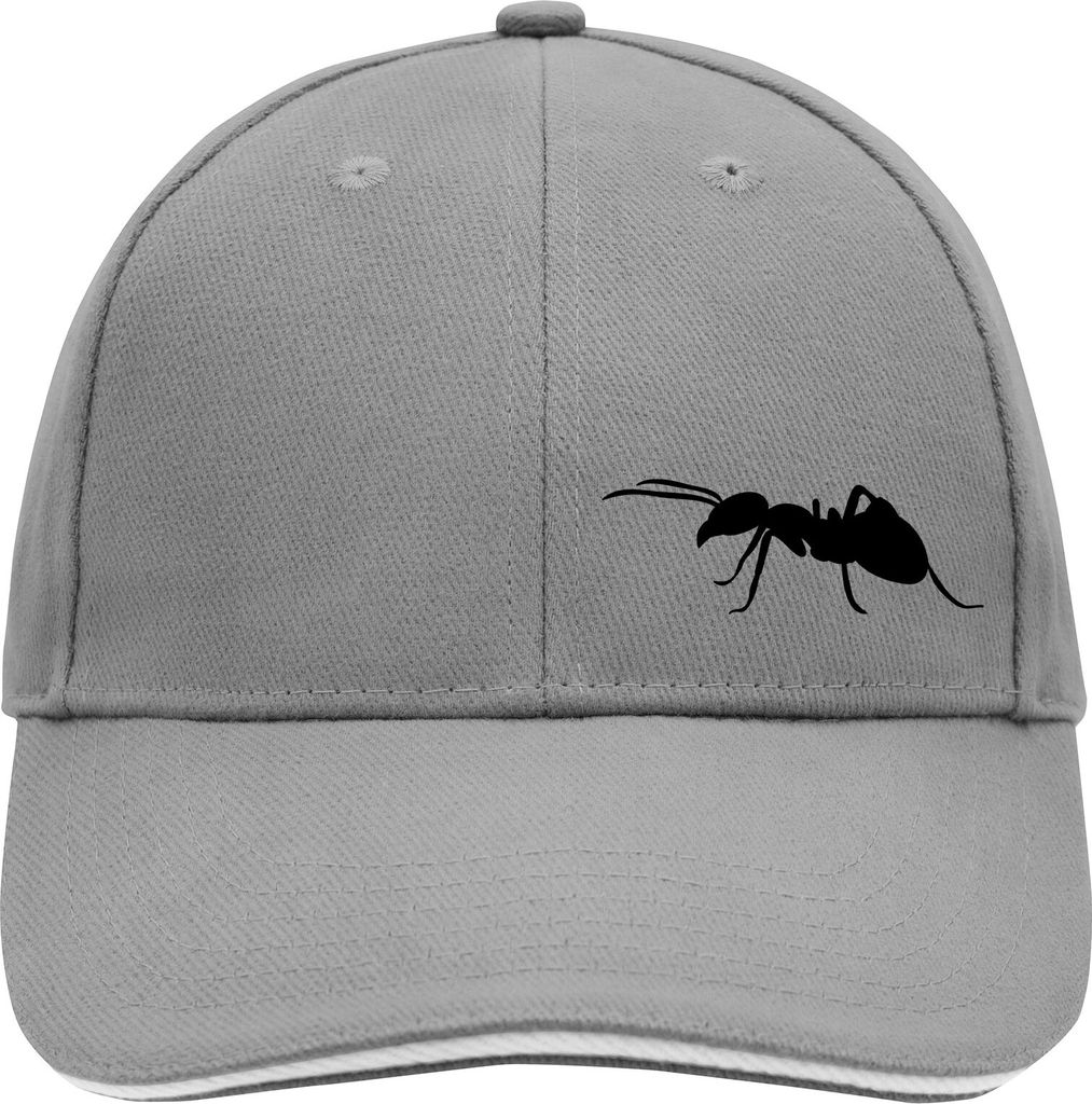Huuraa Cappy Mütze Ameise Silhouette Dark Grey/White Baumwolle 6-Panel Kappe Geschenkidee