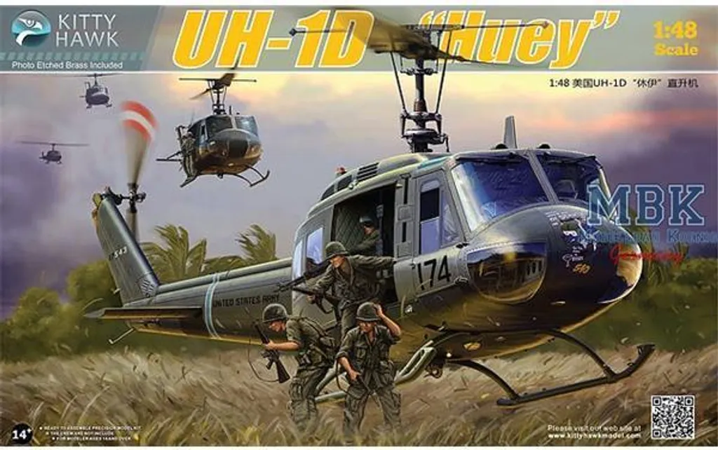 Hélicoptère Bell UH-1D Huey KH80154 avec Détails Photodécoupés 1/48