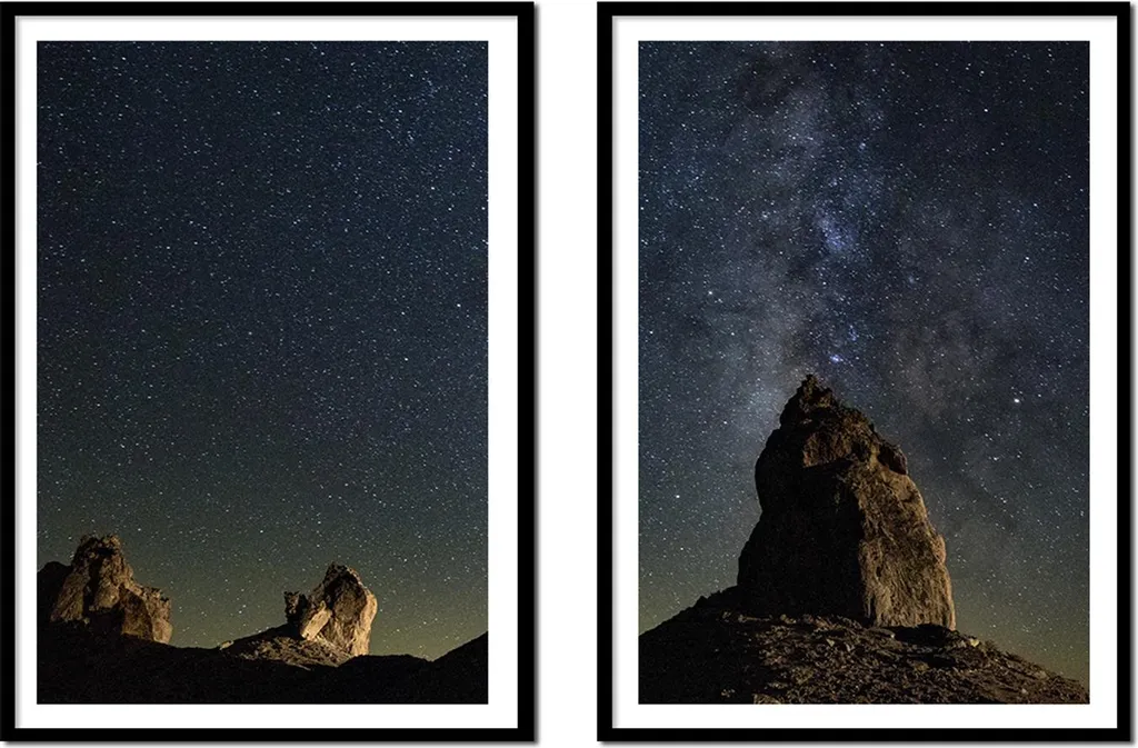 Set diptyque Tableaux encadrés 53x73cm Ciel Nuit Astro Modèle P2141