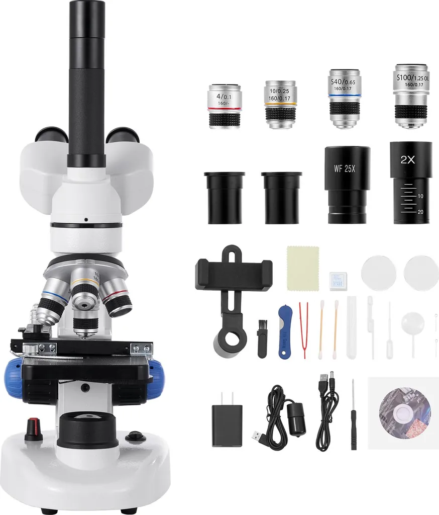 Microscope pour Recherche Scientifique avec Support Smartphone 4K