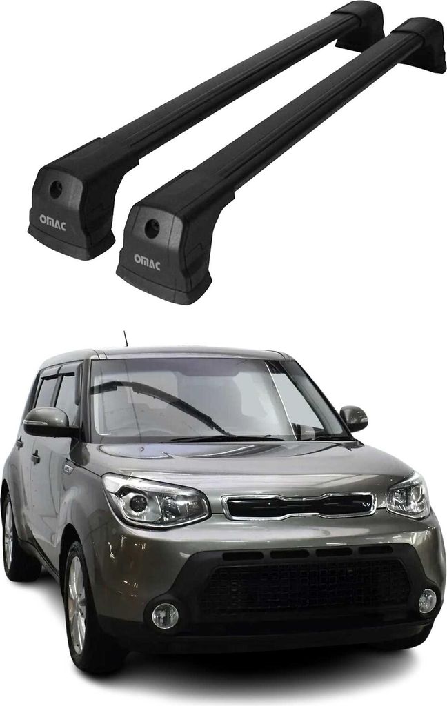 Dachträger Grundtäger für Kia Soul 2014-2019 75kg Aluminium Schwarz 2 tlg