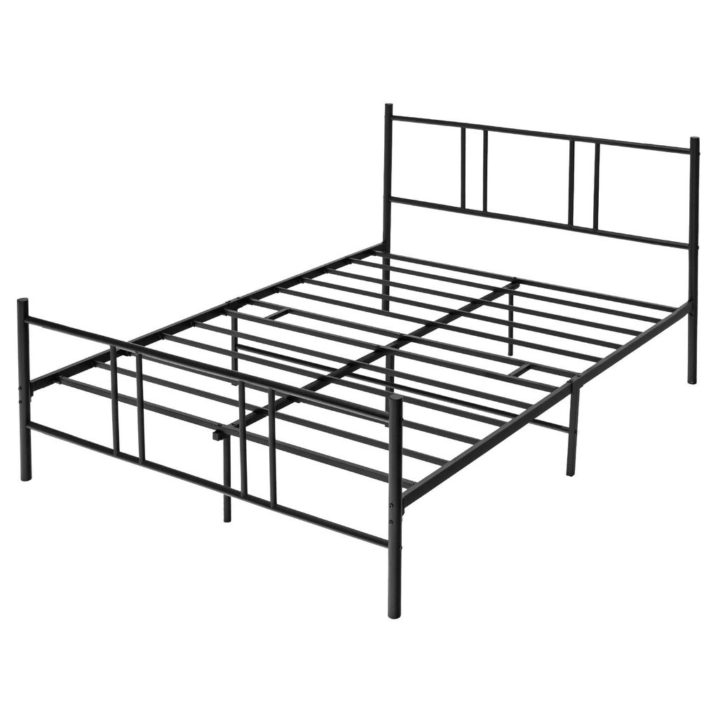 COSTWAY Metallbett Bettrahmen für 200 x 140 cm Matratze, Doppelbettgestell, Bettgestell mit Lattenrost, Stauraum unter dem Bett, Gästebett Plattf...
