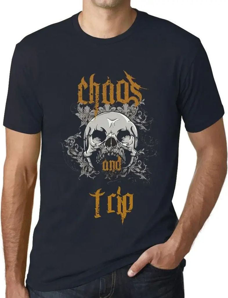 Herren Grafik T-Shirt Chaos & Reise – Chaos & Trip – Öko-Verantwortlich Vintage Jahrgang Kurzarm Lustige Druck Geburtstag Geschenk Mann
