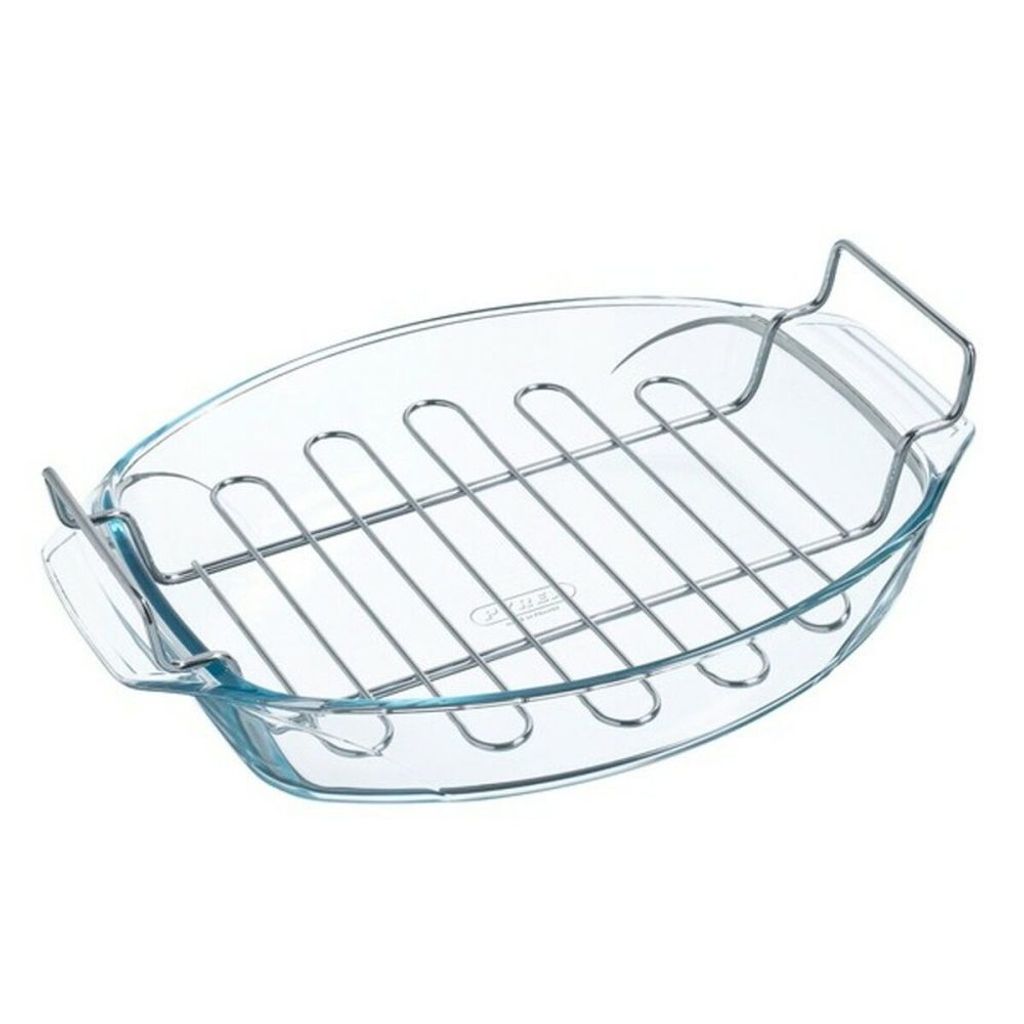 Pyrex Ovale Ofenplatte aus Glas 39x27 cm + Grillrost - Produktbild 