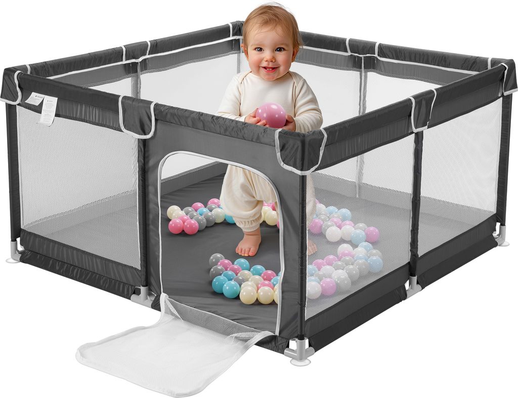 Navaris Faltbarer Laufstall XXL - 130x130 cm - Laufgitter Baby - Laufstall Baby faltbar - Baby Playpen - Laufgitter klappbar - Kinder Laufstall -