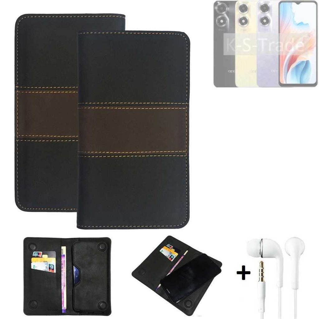 K-S-Trade Handyhülle + Kopfhörer kompatibel mit Oppo A2x Schutzhülle Walletcase Bookstyle Tasche Schutz Case Hülle Wallet Cover Kunstleder