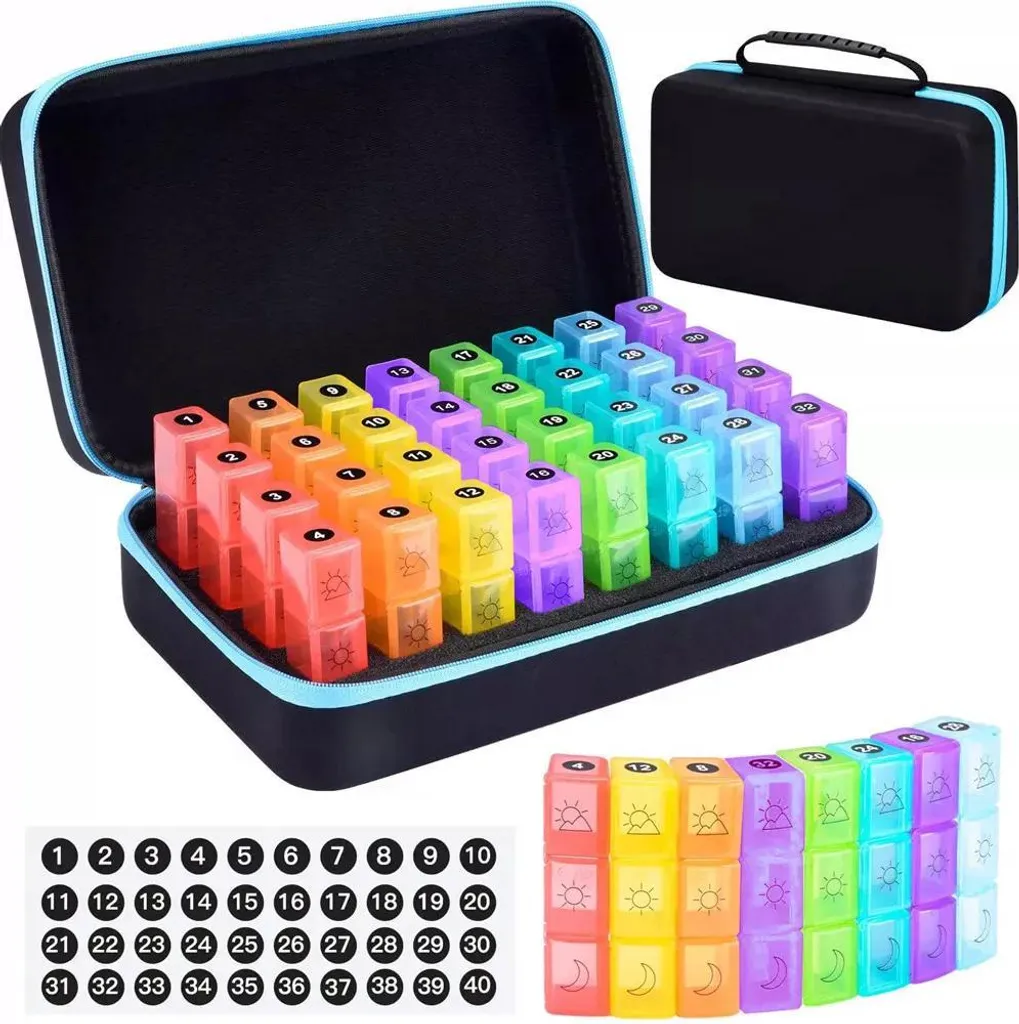 Organizer Pillole 32 Giorni Blu - Dispenser Medicinali Alta Qualità