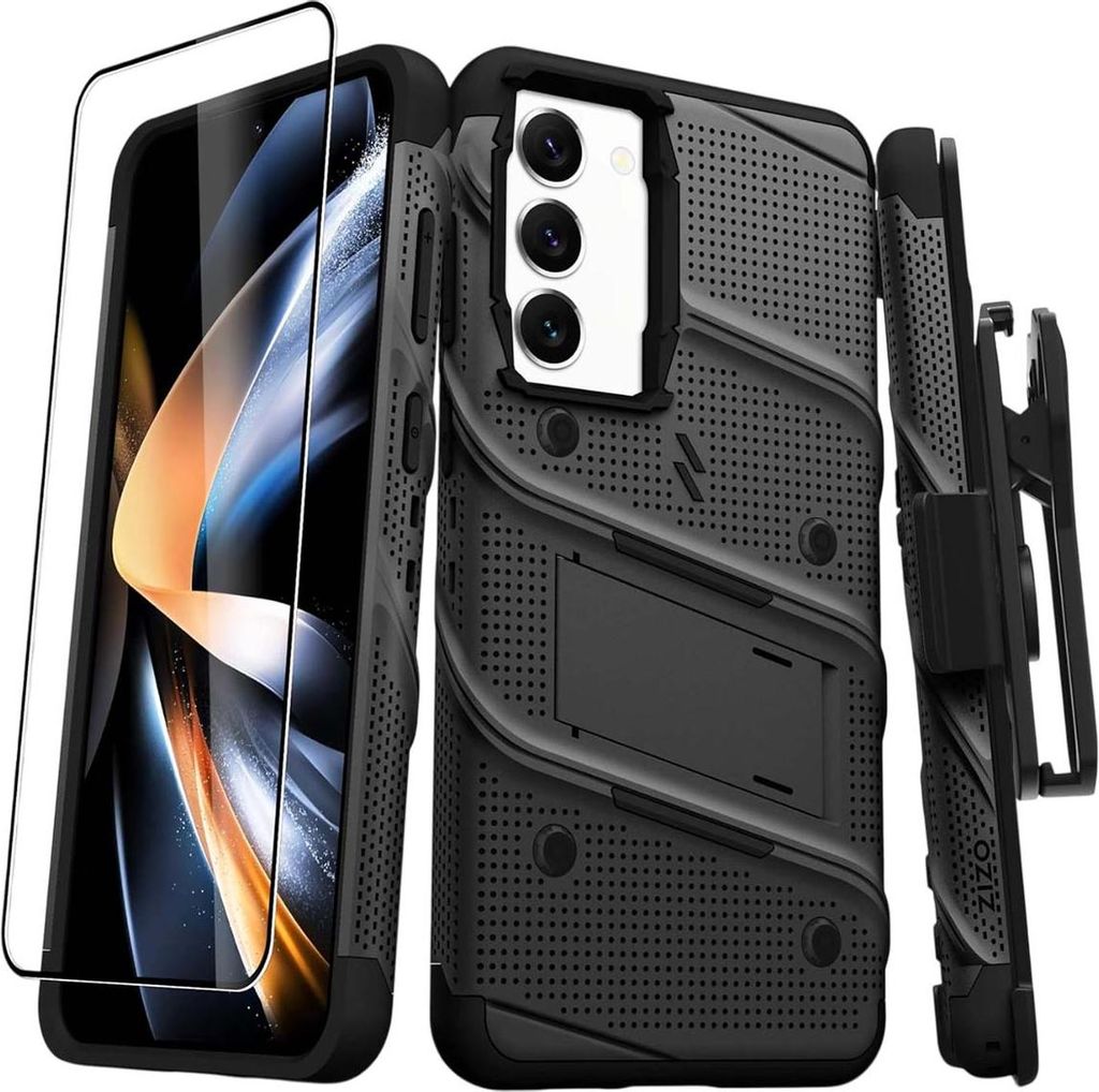 Zizo, Bolt Galaxy S23 Plus Panzerhülle mit Ständer & Glas, Schwarz