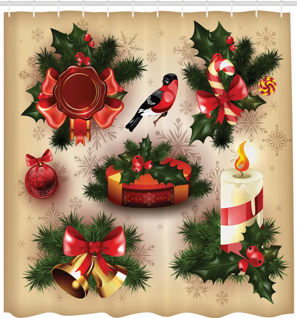 Tenda Doccia Natale Vintage ABAKUHAUS 175x220 - Arredo Bagno Artistico