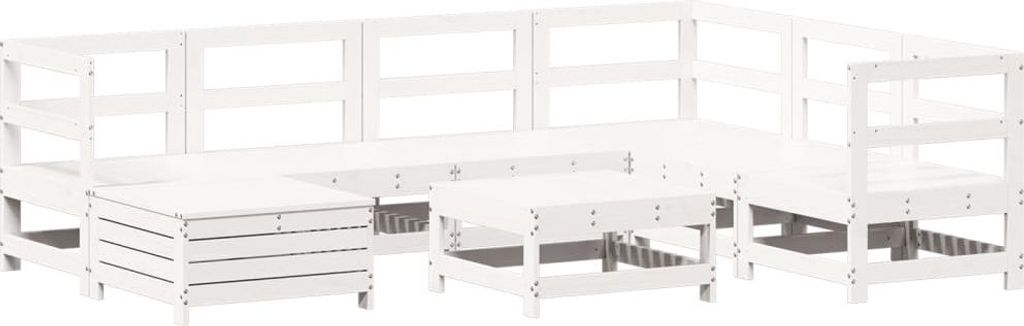 vidaXL 8-tlg. Garten-Sofagarnitur Weiß Massivholz Kiefer