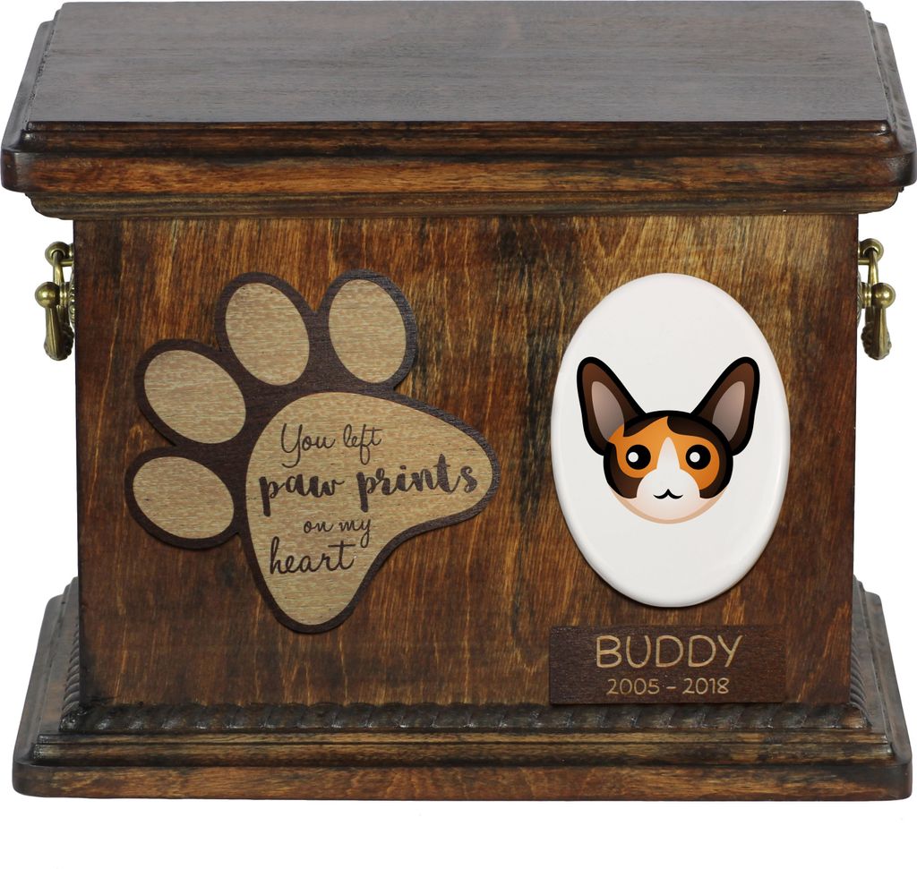 Cornisch Rex Katzenascheurne, personalisierte Urne mit Gravur, Erinnerungsbox für Katzenasche von der Marke Art-Dog