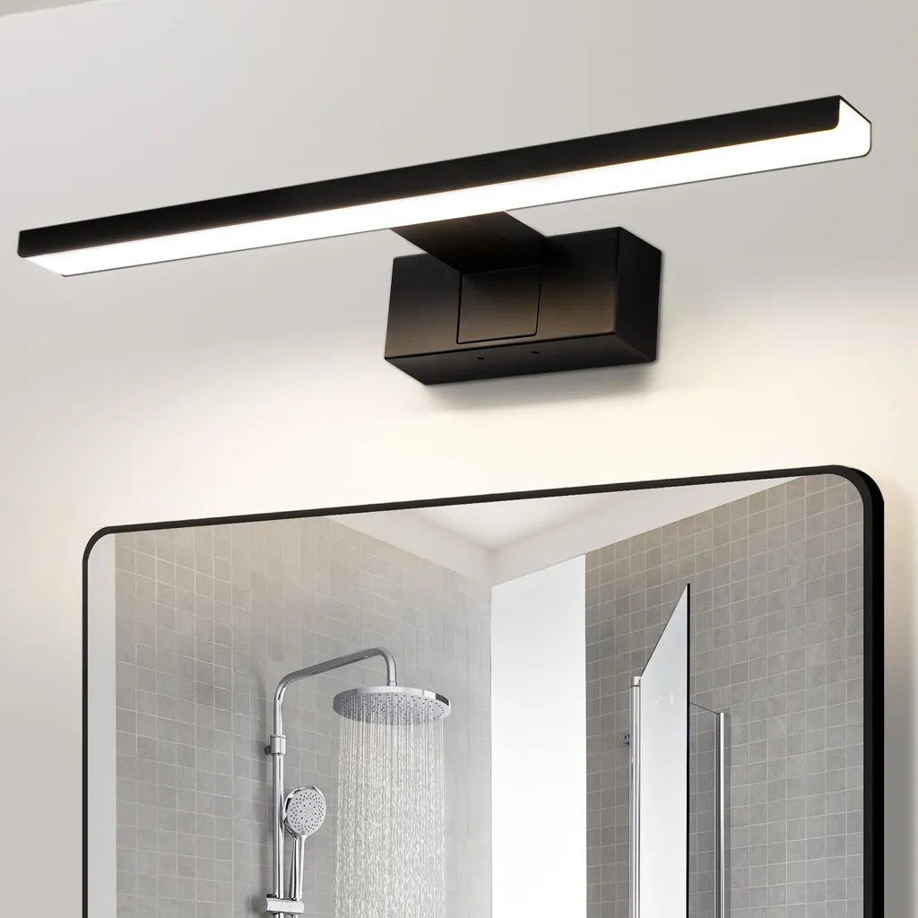Lampada LED Specchio ZMH 12W 60cm Nero Design Minimal IP44 4000K