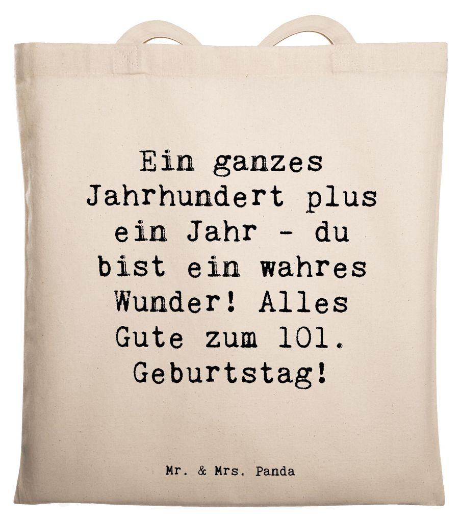 Mr. & Mrs. Panda Tragetasche Spruch 101 Geburtstag - Transparent - Geschenk, älteren Menschen, Andenken, Happy Birthday, Tasche, Alter, freudige ...
