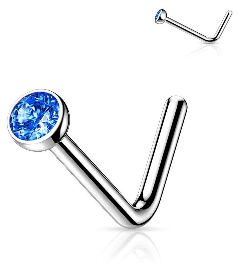 Nasenstecker Titan: Nasenpiercing Kristall Stecker gebogen Produktbild 