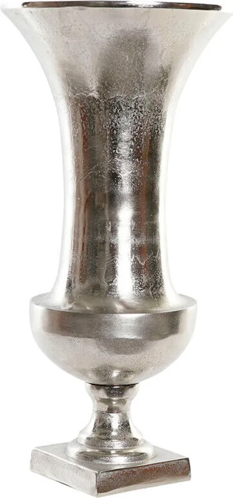 Grand Vase Décoratif Argenté et Verre Style Moderne ESPRIT 49 cm