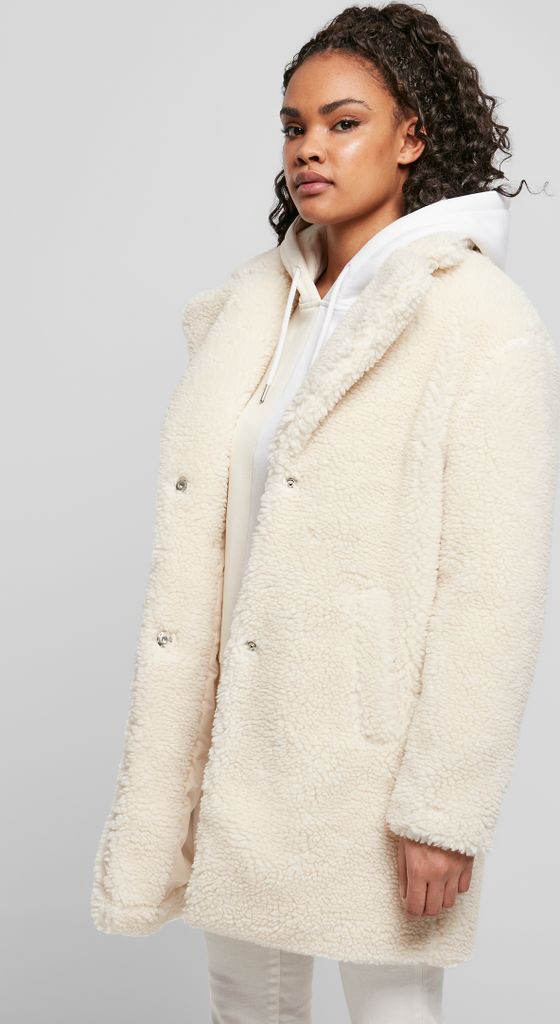 Chaqueta De Invierno Urban Classics Para Mujer - Oversized Con Tejido Sherpa, Bolsillos Grandes Y Cierre De Ganchos