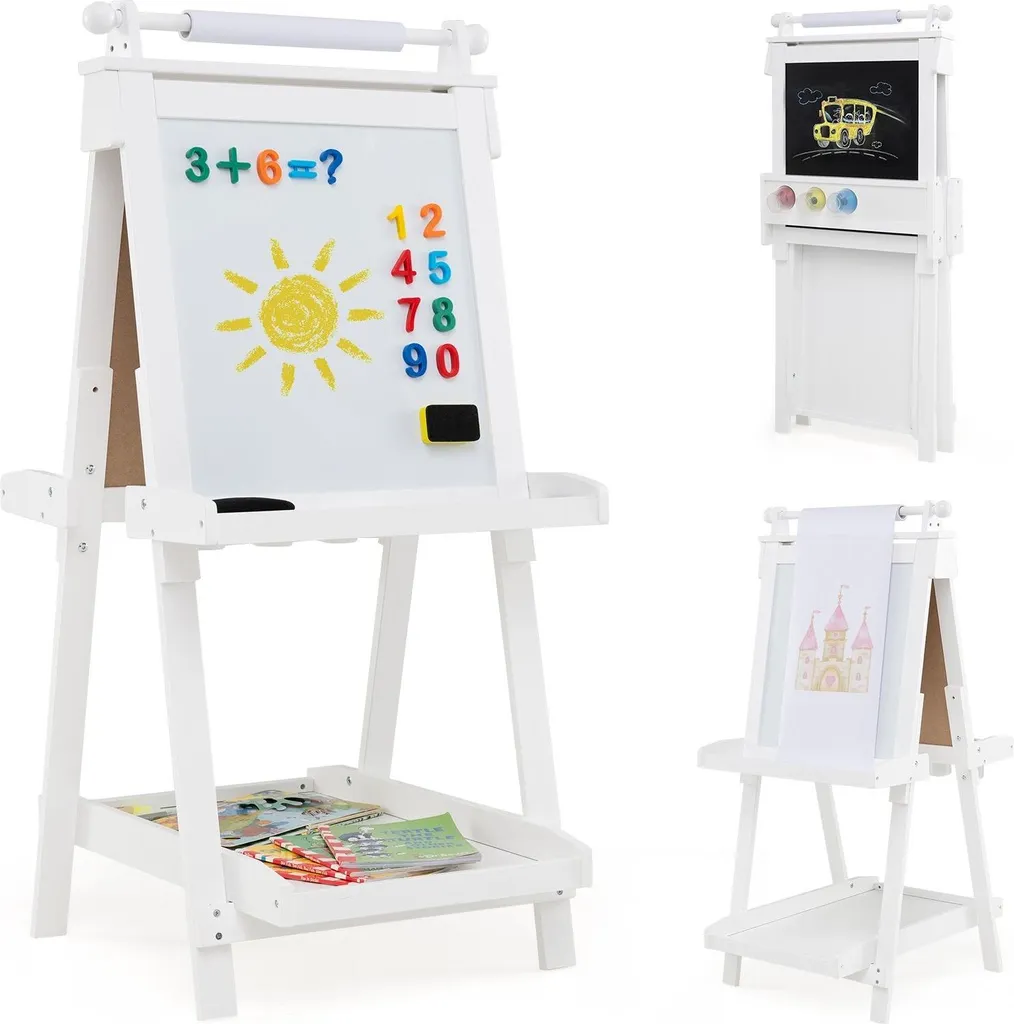 Chevalet réglable pour enfants avec tableau blanc magnétique et craie