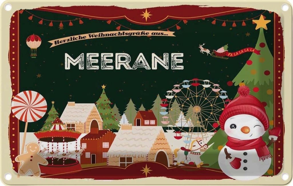 vianmo Blechschild 12x18 cm Weihnachten aus MEERANE