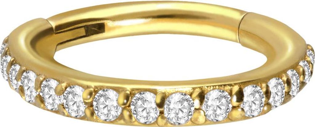 Ohrpiercing, Nasenpiercing, Septum Piercing Chirurgenstahl Segmentring Clicker EINGEFASSTE KRISTALLE Gold Innendurchmesser: 7mm + Stabstärke: 1mm