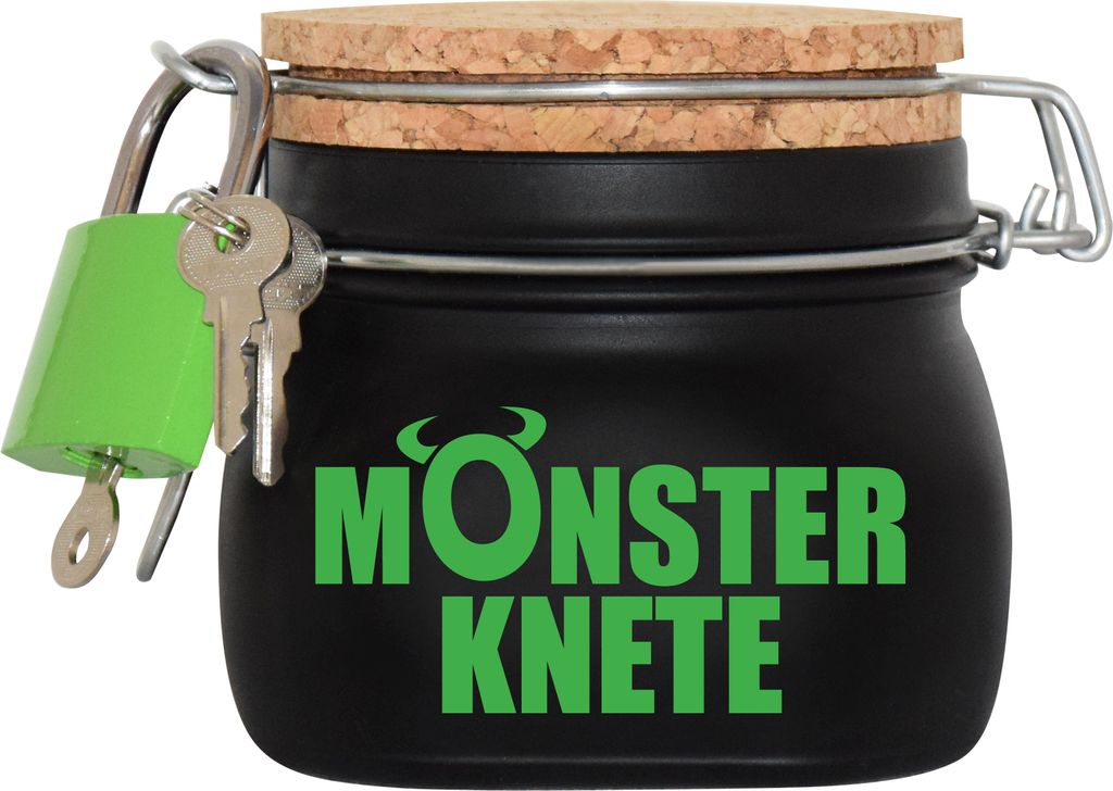 Spardose Geld Geschenk Ideen Monster Knete Grün Schwarz Größe S 0.5 Liter