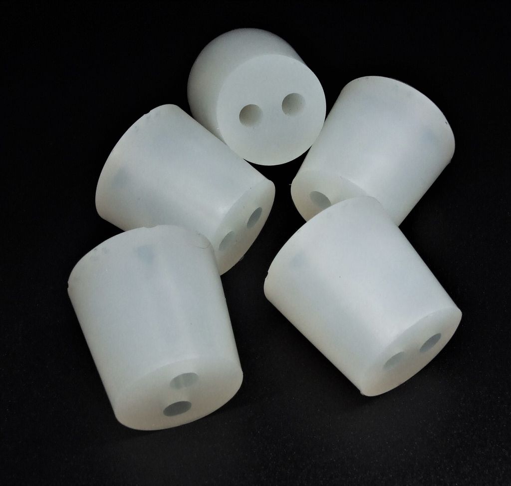 Silikon Stopfen 32/26mm + 2 Löcher x 5 Stk. Konischer Silikonstopfen, Silikon Pfropfen