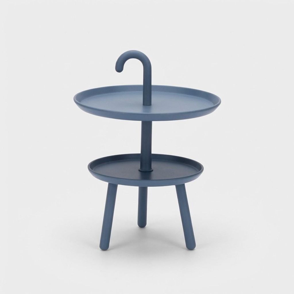 Niedriger Outdoor-Beistelltisch aus Polypropylen mit zwei Ablagen Hook - Blau