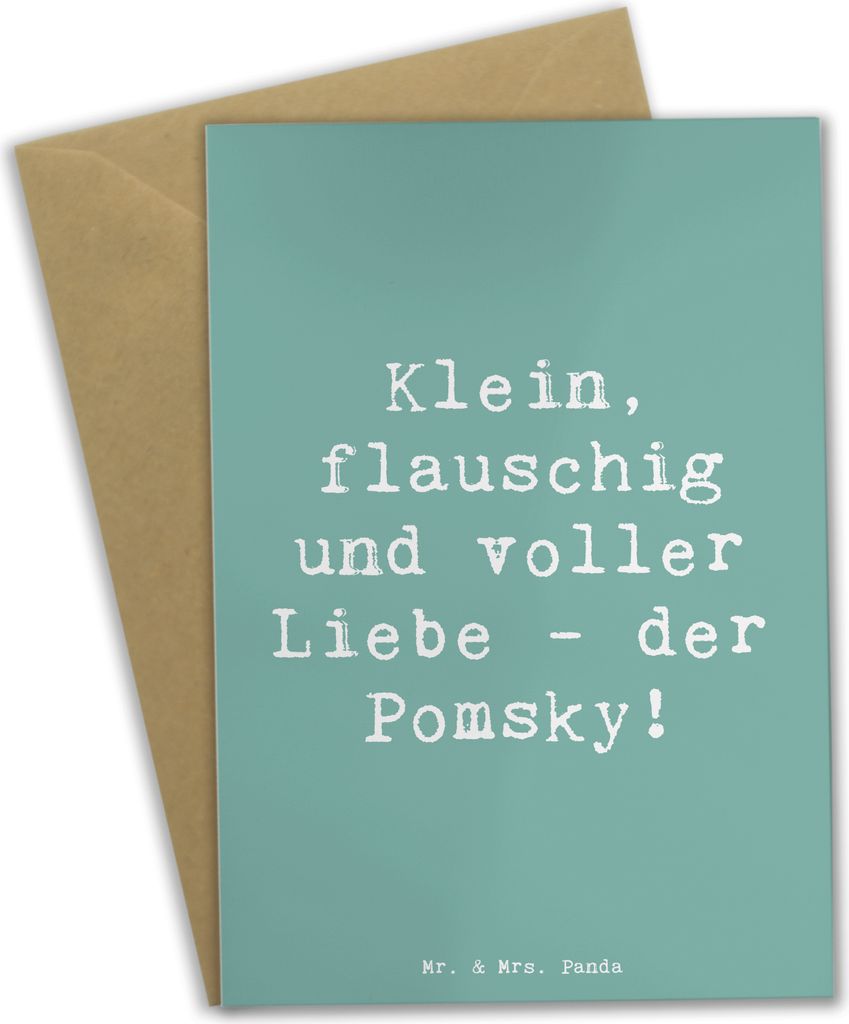 Mr. & Mrs. Panda Grußkarte Spruch Flauschiger Pomsky - Meeresbrise - Geschenk, Kuscheln, glückwunschkarten, Hunderassen Eigenschaften, Hundeliebh...