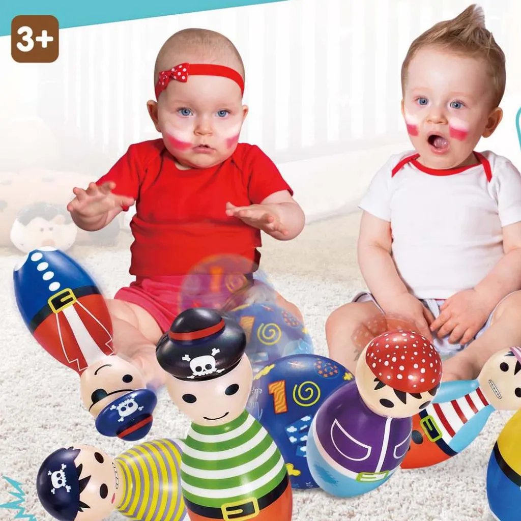 Mini bowling pirate interactif en bois et ABS - Jeu d'arcade nomade