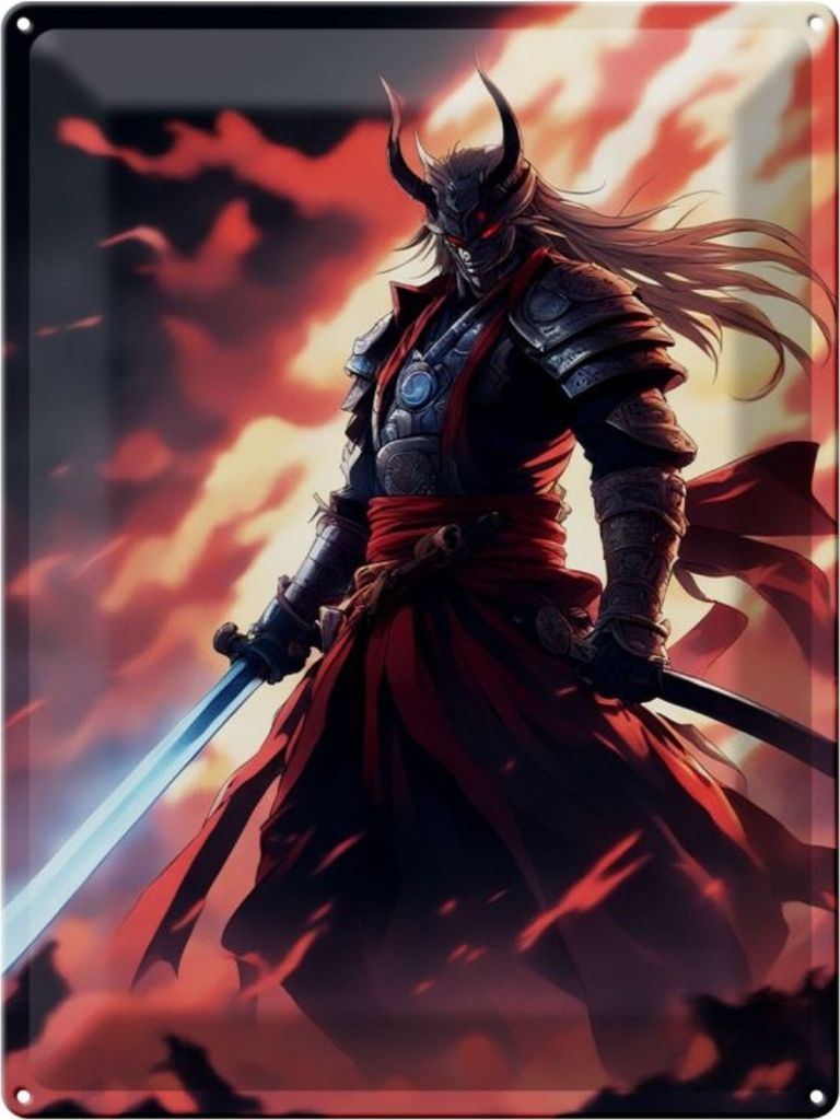 Blechschild 12x18cm Finsterer Samurai Wilderer