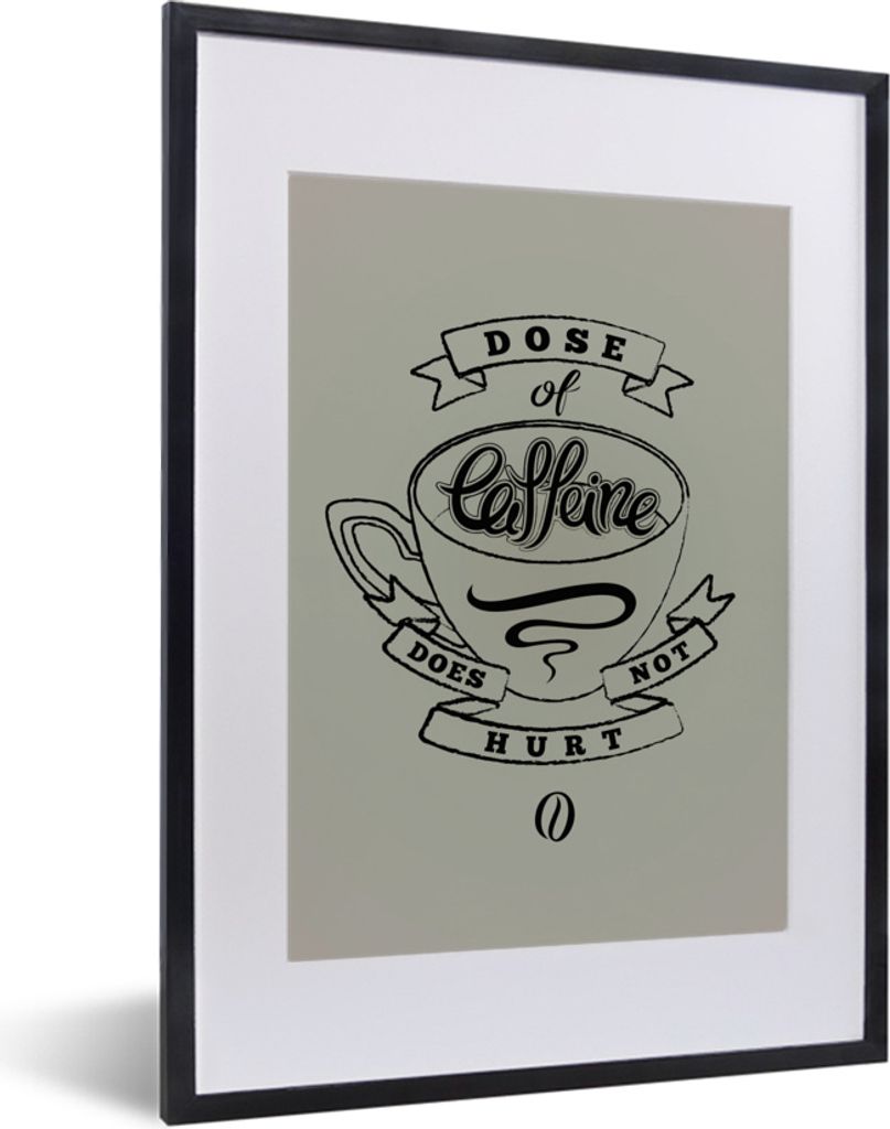 MuchoWow MuchoWow Gerahmtes Poster Kaffee - Sprichwörter - Vintage - Eine Dosis Koffein tut nicht weh - Zitate 30x40 cm - Poster mit zchwarzem...