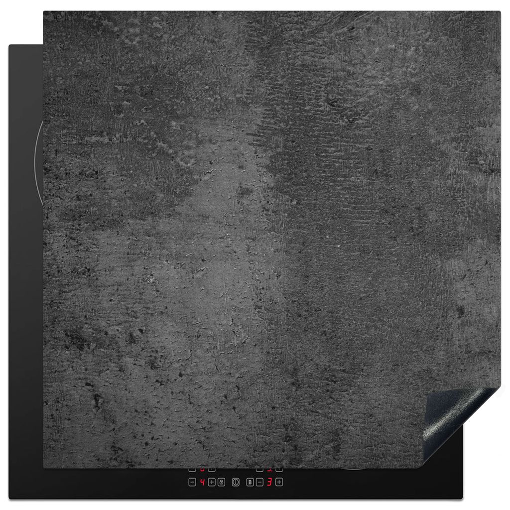 KitchenYeah Herdabdeckplatte Strukturiert - Beton - Grau - Industriell - Rustikal , 78x78cm, Küche Deko, Glaskeramikkochfeld Herdabdeckung, Abde...