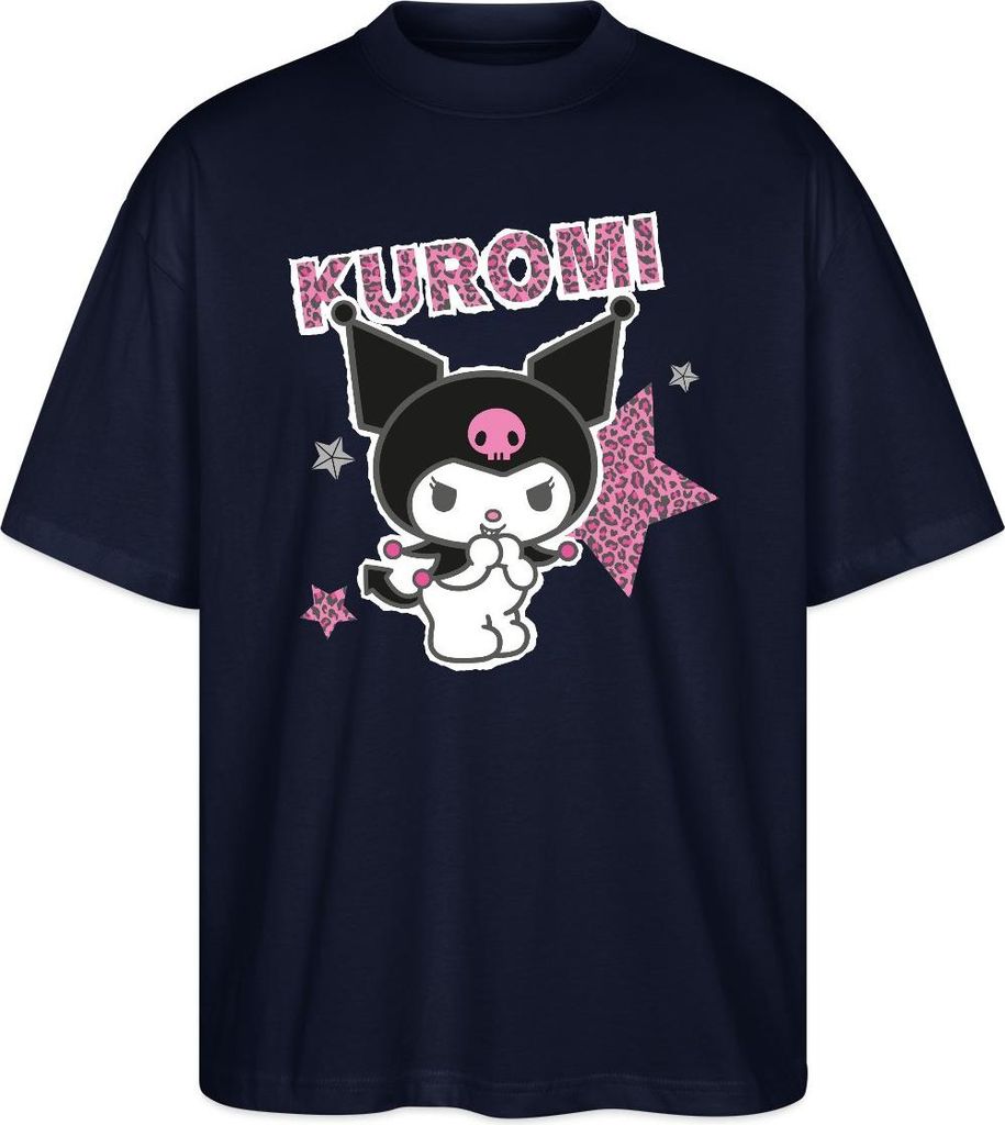 Spreadshirt Kuromi Mit Schriftzug Leo Stil Oversize Uni T-Shirt, L, Navy