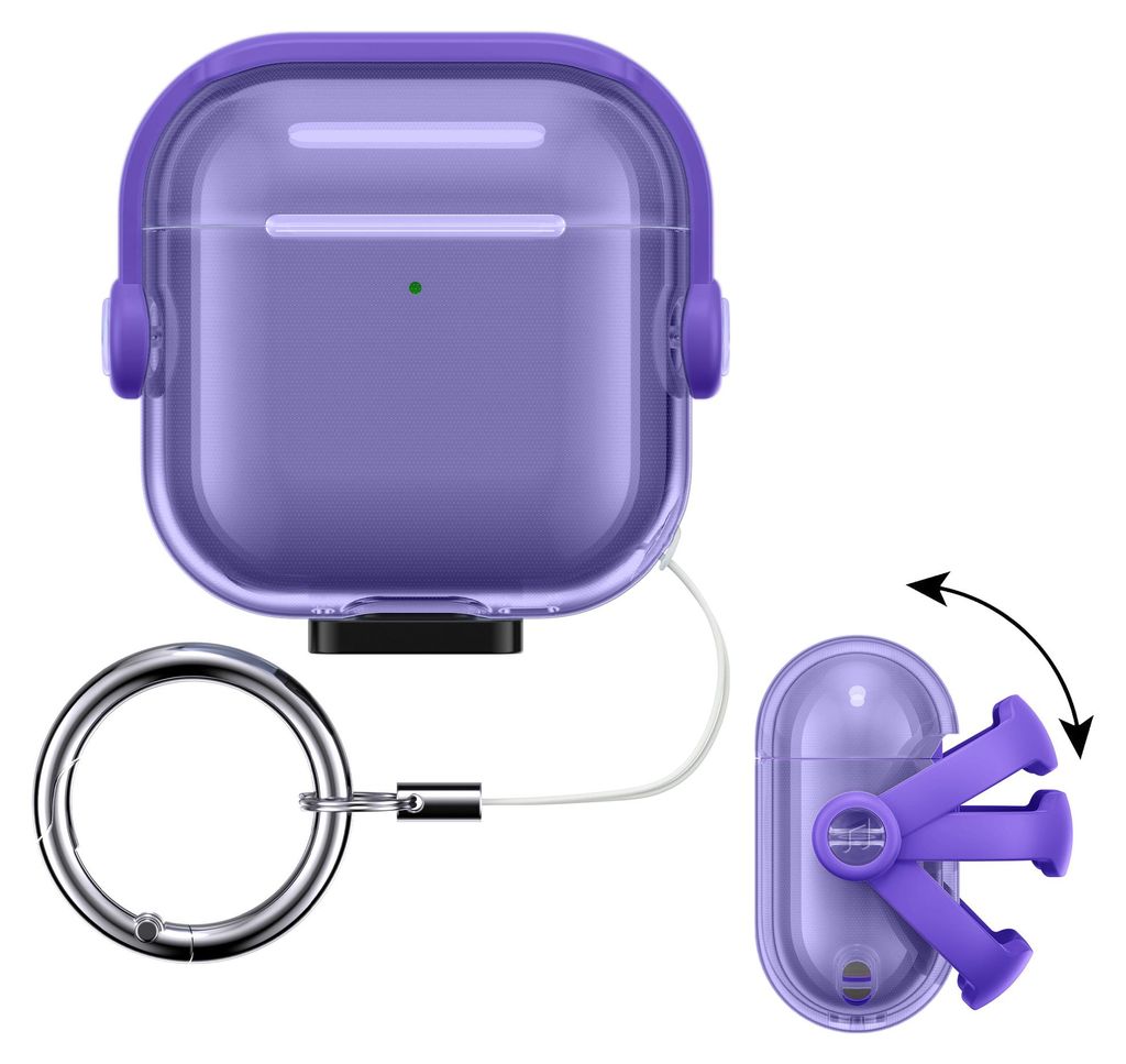 kwmobile transparentes Kopfhörer Case kompatibel mit Apple Airpods 4 Hülle - Headphones TPU Cover mit Sicherheitsverschluss - Lavendel Transparent