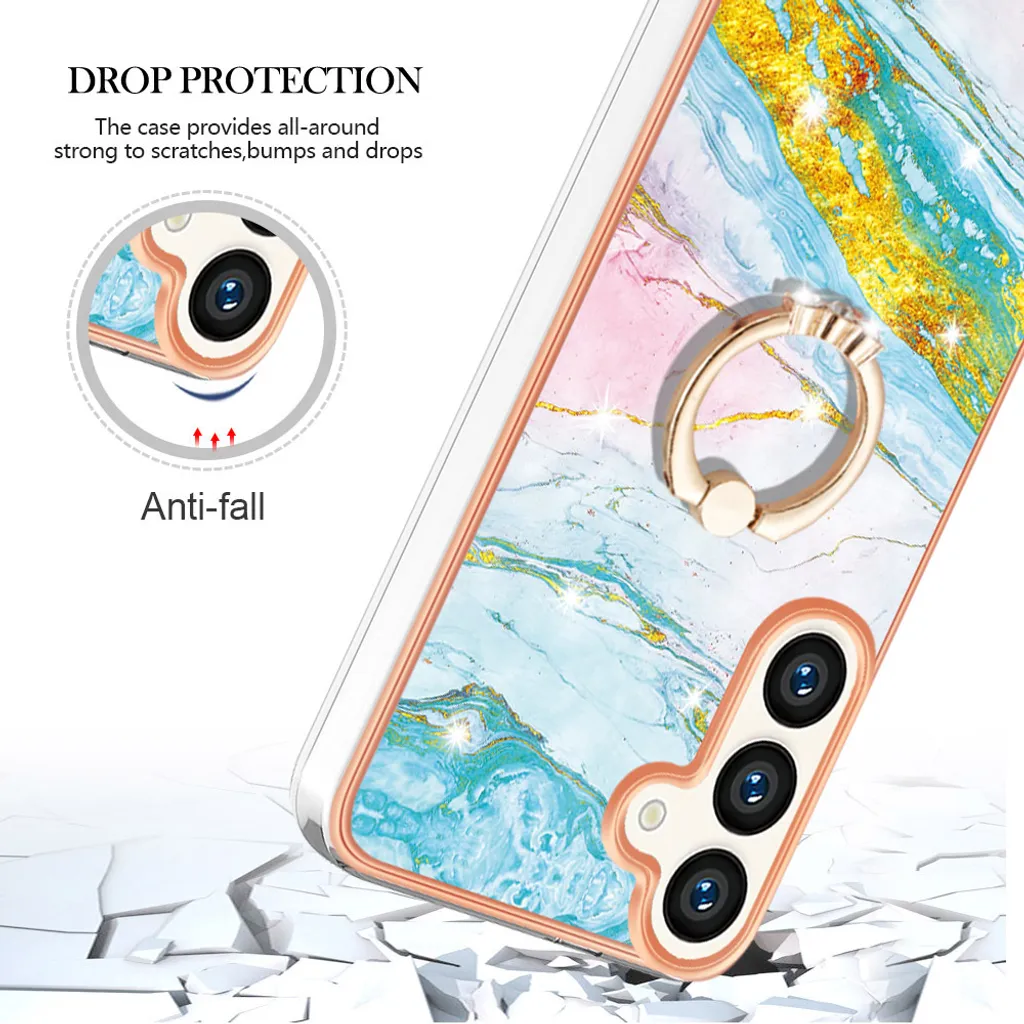Custodia Luxury Marmo Blu per Samsung S25 - Edizione Limitata con Ring - 5