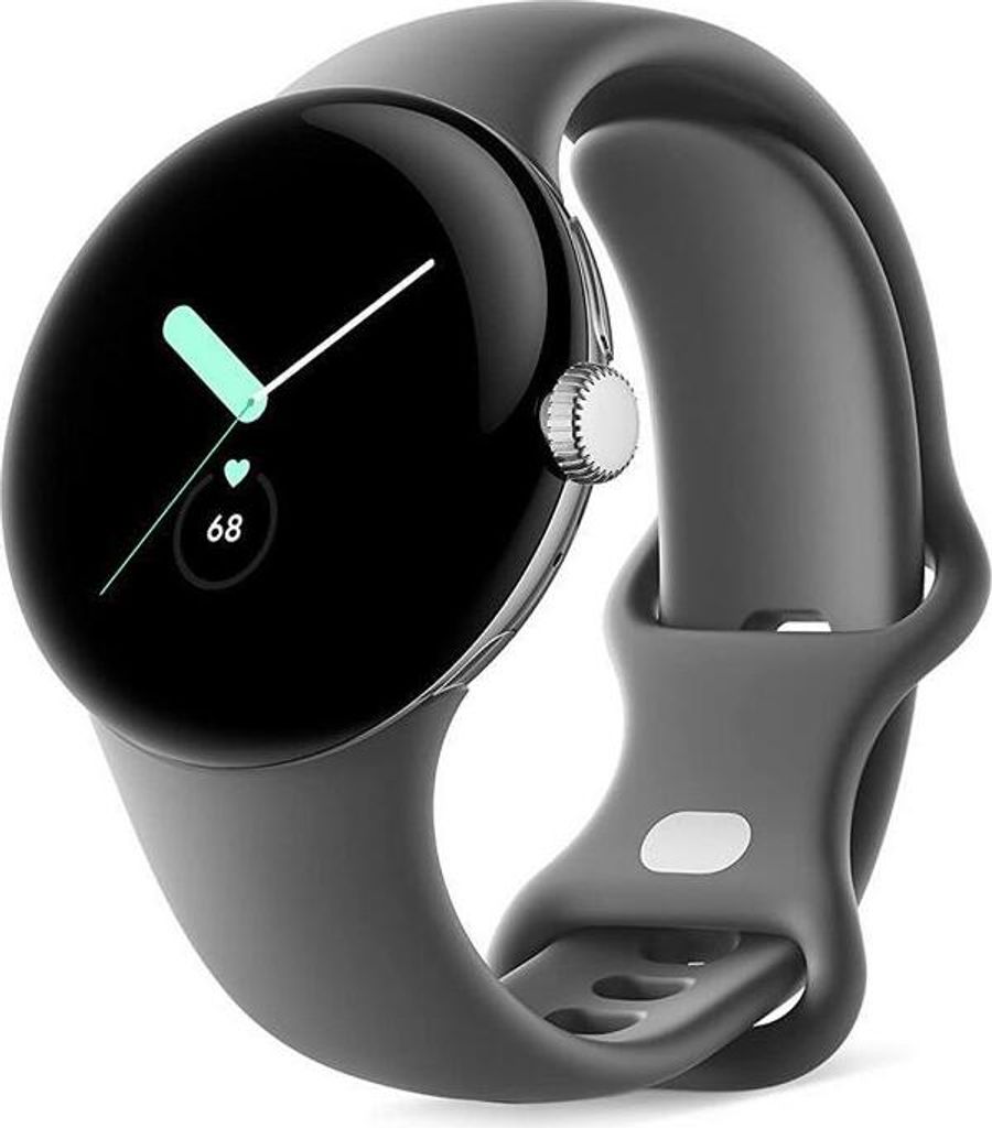 Google Pixel Watch Bluetooth Polished Silver Sportarmband Charcoal