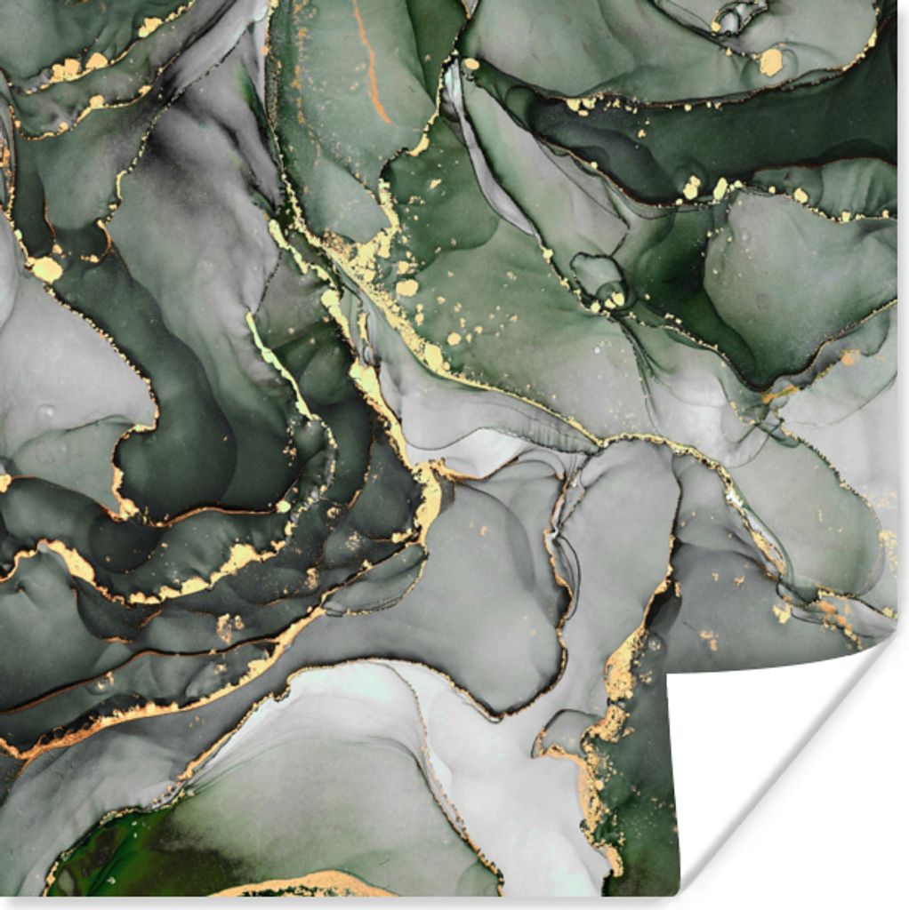 MuchoWow Poster Luxus - Marmor - Grün 75x75 cm - Wand Dekoration