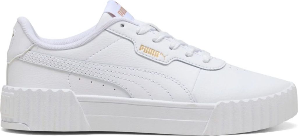 Puma Kinder-Mädchen-Sneaker Carina 3.0 Jr Weiß-Gold, Farbe:weiß, UK Größe:31/2