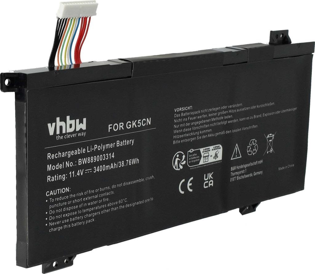 vhbw Akku kompatibel mit Mechrevo Z2 Air Notebook (3400 mAh, 11,4 V, Li-Polymer)