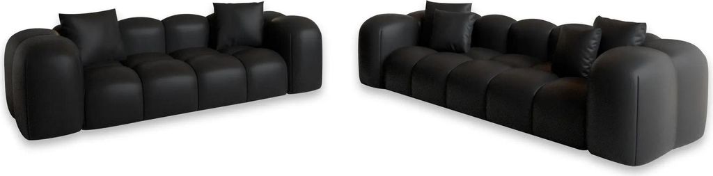 Kunstleder 3-2-Sitzer Sofa Set Valora Schwarz