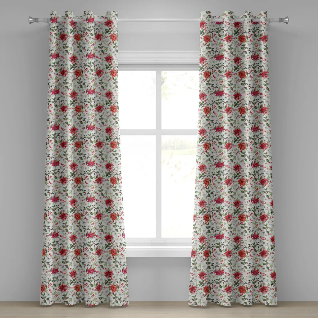 Rideaux pour salon motif floral naturel ramifié 280 x 175 cm vert