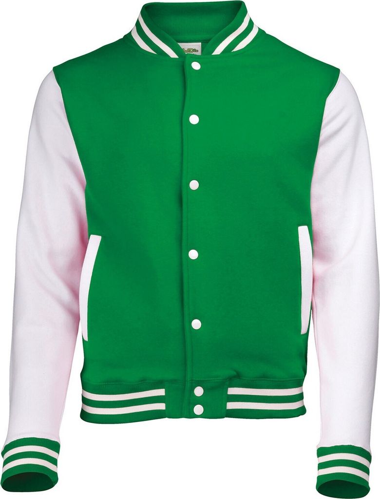 Awdis - Varsity-Jacke (US-College-Stil) für Herren/Damen Uni PC7377 (XXL) (Irisches Grün/Weiß)