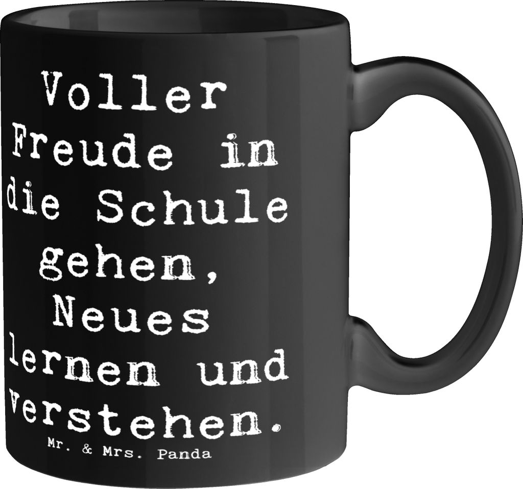 Mr. & Mrs. Panda Kaffeetasse Spruch Schulanfang Freude - Schwarz - Geschenk, Neugier, Erstklässler, Schulbeginn, Zuversicht, design tasse, Mut, Tr...
