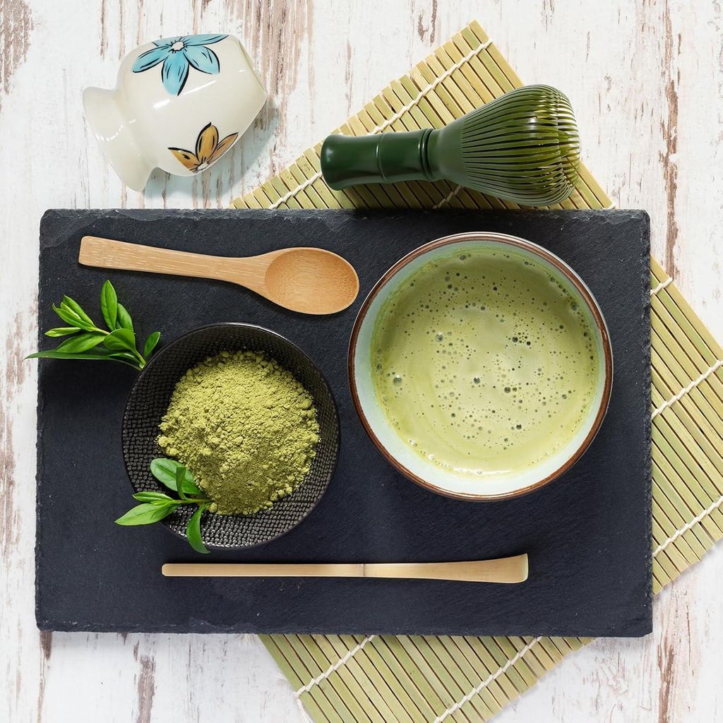 Matcha-Set für die Teeceremonie - 4-teilige Set - Bambus - glänzend weiß